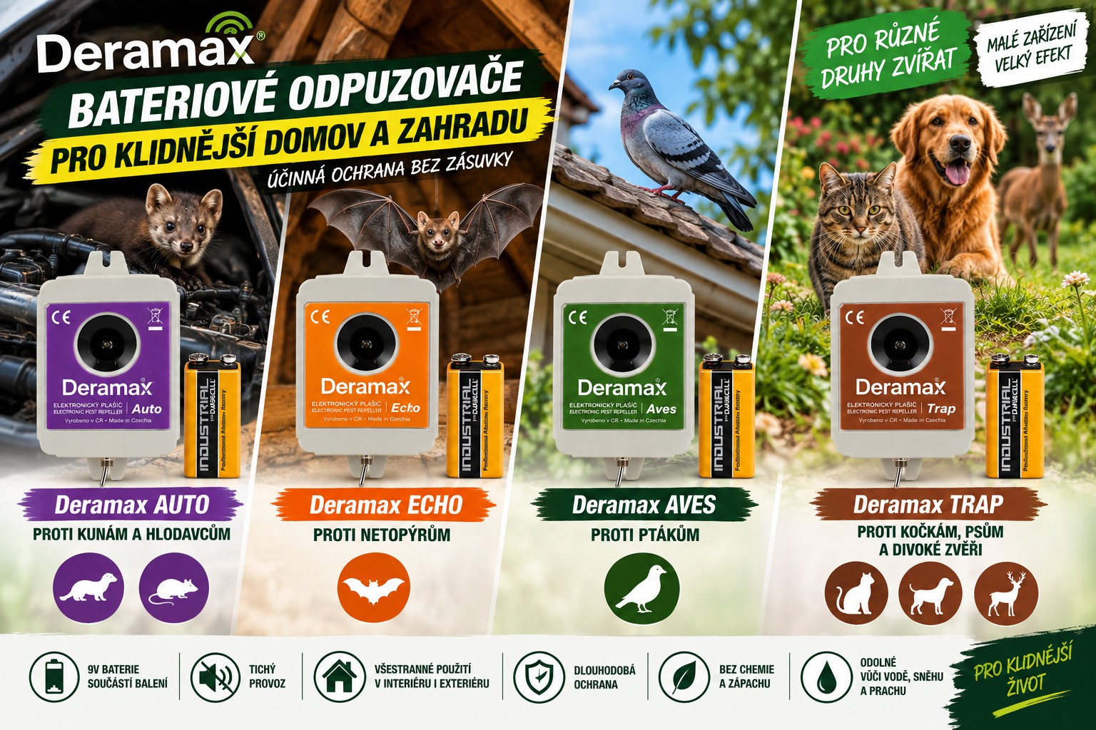 🔋 Bateriové odpuzovače Deramax: Který model vybrat?